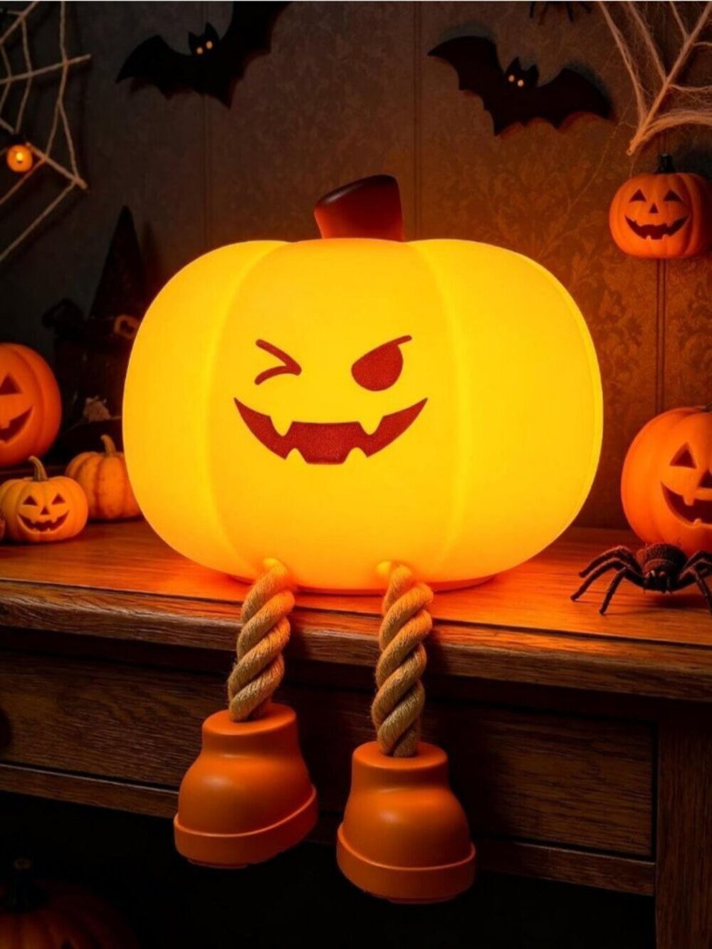 Pumpkin Night Light Halloween Gifts Decor Pumpkin Silicone Lamp with 3 Levels